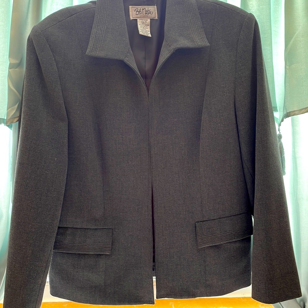 Bob Mackie gray jacket with decorative stitching